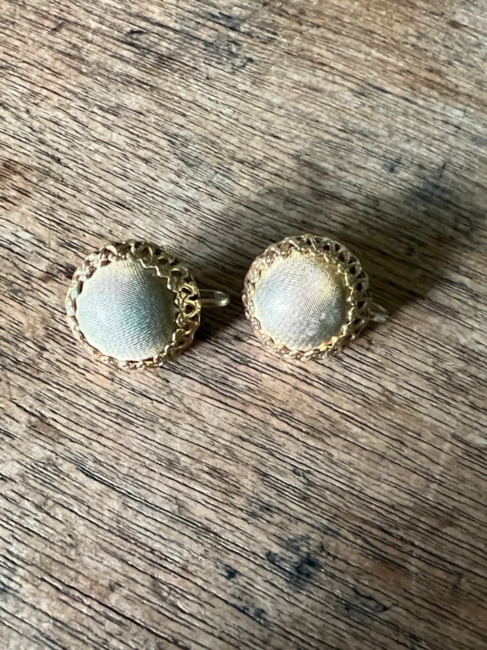 Gold-Tone Textured Center Round Clip on Earrings